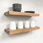 AUDRIELLE URBANDI, Rustic Floating Shelves, Set of 2, Hidden Bracket, Solid Wood, Heavy Duty, Wall Mounted Shelves, (Brown, 24Wx6D) - Image 5