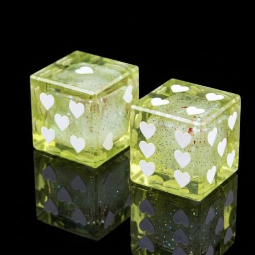 2PCS Liquid Mahjong Dice Set, Heart Pips, Glitter Resin Game Dice,17mm Dice Gift for Games, Accessories, Tabletop Board Games