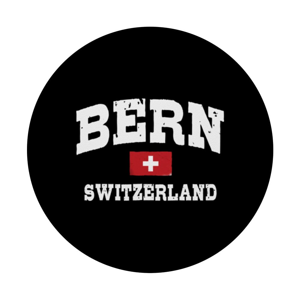 Bern Switzerland - Swiss Flag Wear PopSockets Swappable PopGrip, Black - Image 3