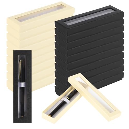 Image of 42 Pcs Empty Pen Gift Boxes With Clear Lid And Cushion (Black, White) | Cardboard Display Boxes For Pens, Jewelry, Gifts, Office Supplies, Souvenirs, Presentations And Holiday Giving