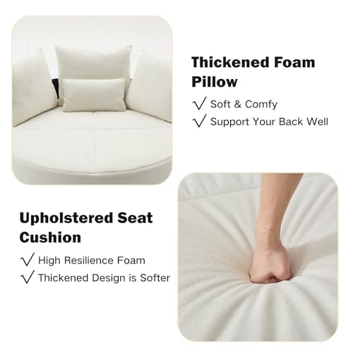 Sillón giratorio oversized beige con soporte móvil miniatura 5