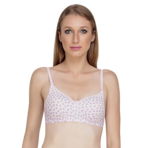 Image of Star Print Bra for Women - Made of Pure Cotton Full Coverage Non Wired Seamless Pushup Soft Cup for T-Shirt Saree Dress Sports Garment for Daily Use Everyday