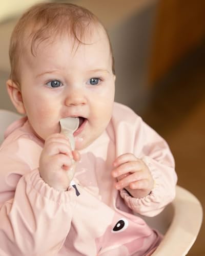 Done by Deer Öğrenme kaşığı seti, Tiny Farm kum boyaları, silikon – Starter Breil kaşığı, besleme kaşığı, bebek kendi yemeği, 4 aydan itibaren yemek öğrenme çatal bıçak takımı – Çocuk kaşığı bebek LED - Görsel 7