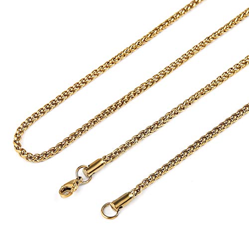 Image of HZMAN 3.0 mm Stainless Steel Wheat Silver Chain Necklaces for Men & Women 16 inch -36 inch