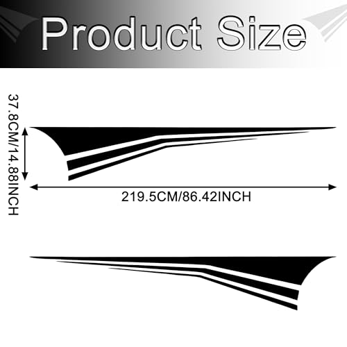 Image of TOMALL 2Pcs 70'' Sports Racing Stripe Sticker for Car Body Door Side Skirt Bumper Stripe Graphic Vinyl Decal Decoration for All Cars SUV Truck Vehicles Universal Auto Stickers Accessories (Black)