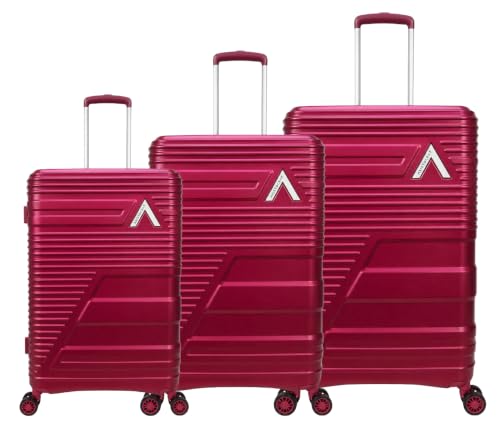 Image of Aristocrat Lineo Polycarbonate (RED, Set of 3 (55cm /65cm /75cm)) | Shell Luggage with Combination Lock Dual Wheel Antitheft Zipper Spacious Interior