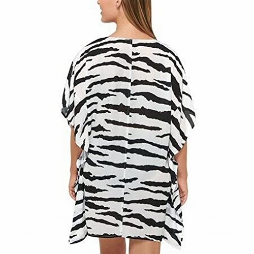 Dotti Women's Cover-Up Sz Small Spell Bound Zebra-Print Caftan Black S #TOP2