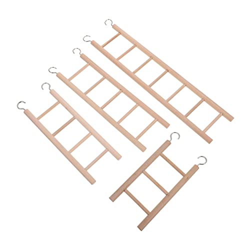 Abaodam 4pcs Bird Wooden Ladder Plaything Bird Stairs for Parrots Parakeets Small Easy Install Toys