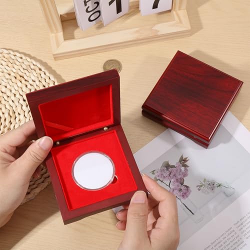 Caja de Madera para Monedas 2 Pzs 50mm con Forro de Terciopelo miniatura 3