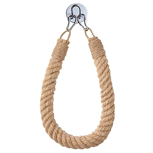 Nautical Rope Towel Ring, Toilet Paper Holder Self Adhesive Hooks Vintage Home Decoration Curtain Tiebacks Rope Tie Towel Rack for Ocean Beach Themed Bathroom Decor Rustic Boho Farmhouse (Khaki)