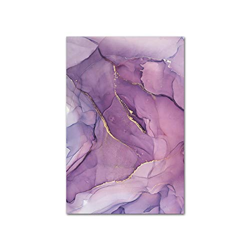 Peinture Fleur Abstraite Marbre Rose d'Or pour Habiller un Grand Mur Vide de Salon