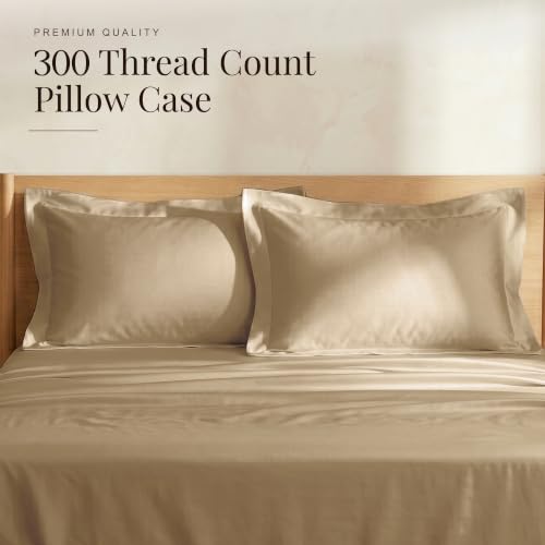 Image of Huesland Premium 100% Cotton Luxe Soft Touch 300 Thead Count Pillow Cover Set of 2 - Sand Dune