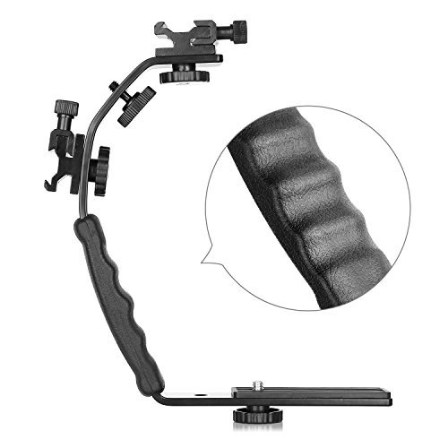 image for ChromLives Camera L Bracket Mount Video Grip L-Bracket with Dual Flash