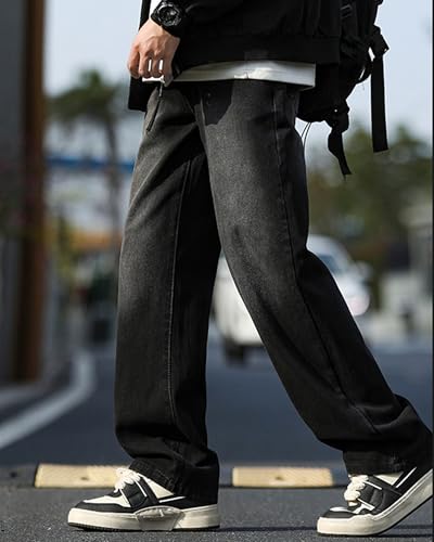 Men's Street Trend Hip Hop Style Straight Casual Loose Wide Leg Denim Trousers2
