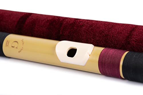Image of Radhe Flutes PVC Fiber Bass G With Velvet Cover (Beige Flute With Black & Maroon Threads)