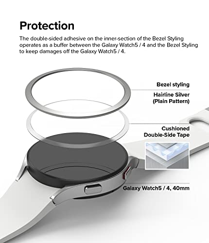 Image of Ringke Bezel Styling Compatible with Samsung Galaxy Watch 4 40mm / Galaxy Watch FE Accessory Adhesive Frame Ring Cover Anti Scratch [Stainless Steel] Protection - Silver [40-04]