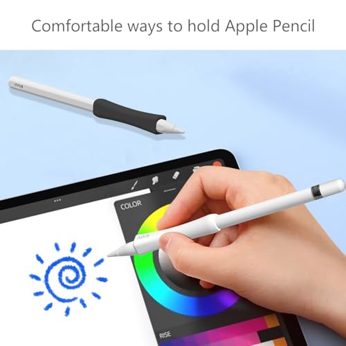 Image of SIXFU Grip Designed for Apple Pencil Pro / 2nd Generation /USB-C Support Magnetic Charging, 2 PCS Cover Accessories Compatible with iPad iPencil Stylus Pen(Black,White)