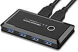 USB 3.0 Switcher Selector 2 Computer Sharing 4 USB Devices KVM Switch Box Hub Adapter for Keyboard Mouse Printer Scanner Compatible with Mac/Windows/Linux