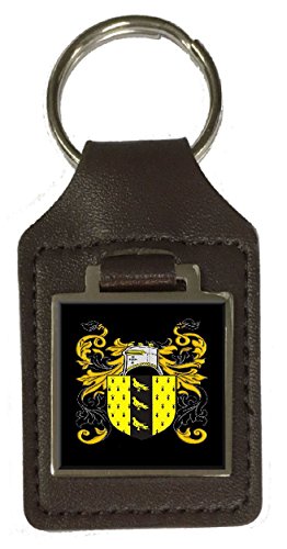 Porte-clés en cuir marron Nicholson blason de famille cadeau idéal