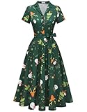 Wedtrend Women's 1950s Dress Vintage Cocktail Halloween Dresses with Sleeves, Retro Theme Party Dresses WTP30001ArmygreenChristmasDeerS