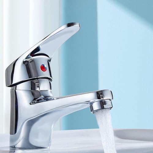 VOLTGY-Grifo Monomando Cromado para Lavabo con latiguillo normali...