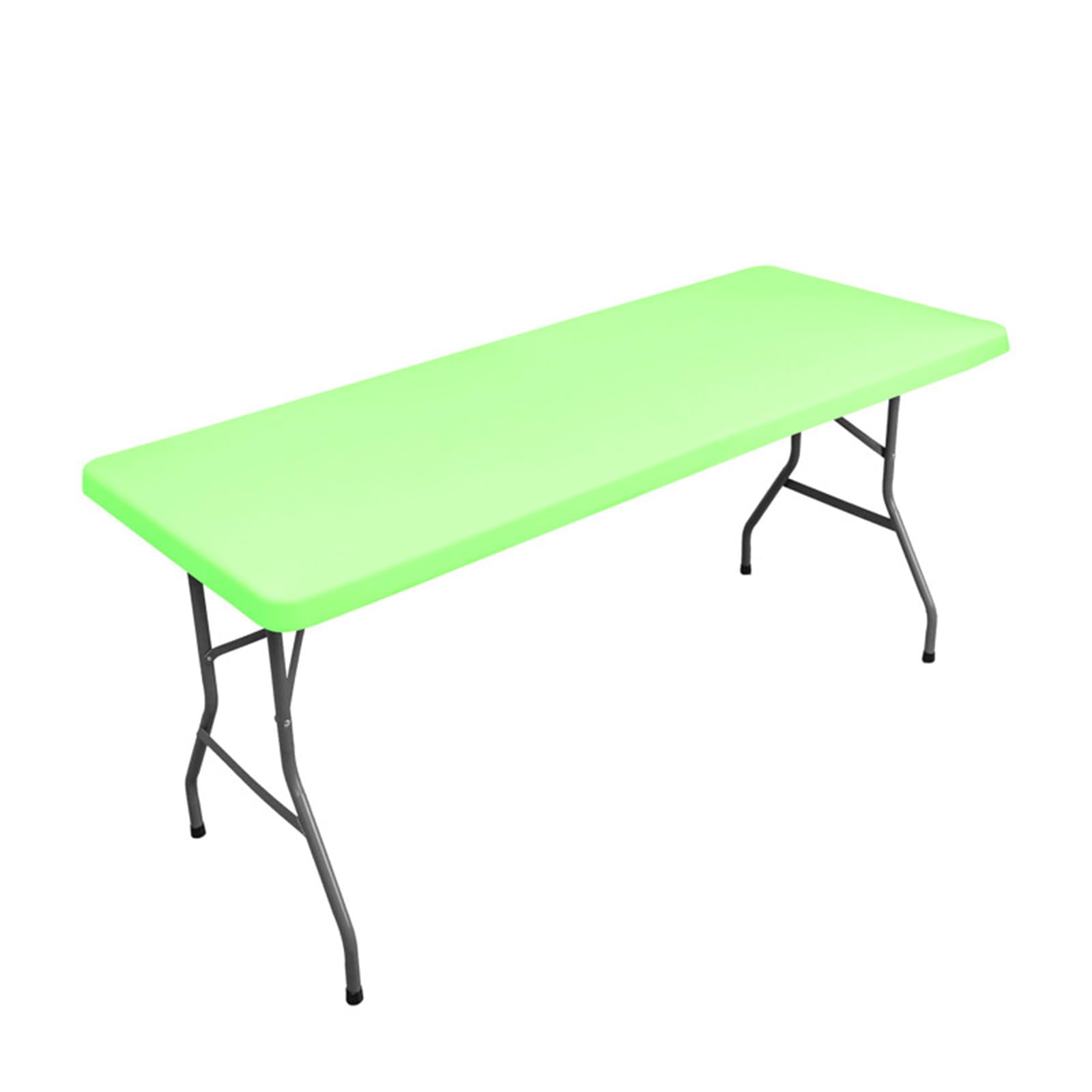 Odot Stretch Rectangular Tablecloth, Solid Colour Table Cover with Elastic Edged Wipe Clean Washable Fitted Table Protector for Banquet Folding Table Event Wedding (4FT,Fruit Green)