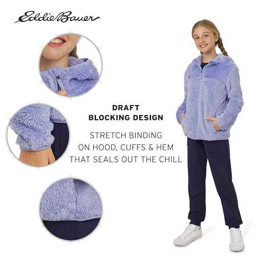 Image of Eddie Bauer Girls' Quest Plush High Pile Faux Sherpa Hooded Jacket