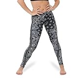 Alexandra Collection Womens Hip Hop Bandana Athletic Workout Legging Black Medium