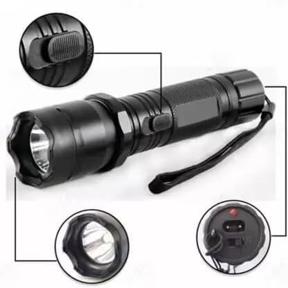 Image of Metal Alloy 1101 LED 2 in 1 Rechargeable Flashlight Torch for Outdoor Indoor Emergency| Portable Handheld Tactical Light | Super Bright Long Distance Beam