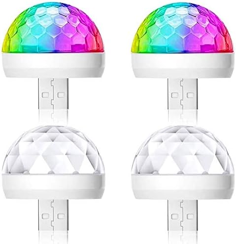 Disco Lights USB Party Lights, 4 Packs, Holihifi Mini Disco Ball Sound Activated 4W RGB LED Stage Lights, Applicable to USB Interface and Mobile Phones