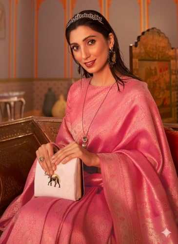 Image of SWORNOF Women's Banarasi silk Saree With Unstitched Blouse Piece