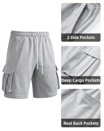 Image of Men's Cargo Sweat Shorts Casual Workout Athletic Jogger Gym SweatShorts