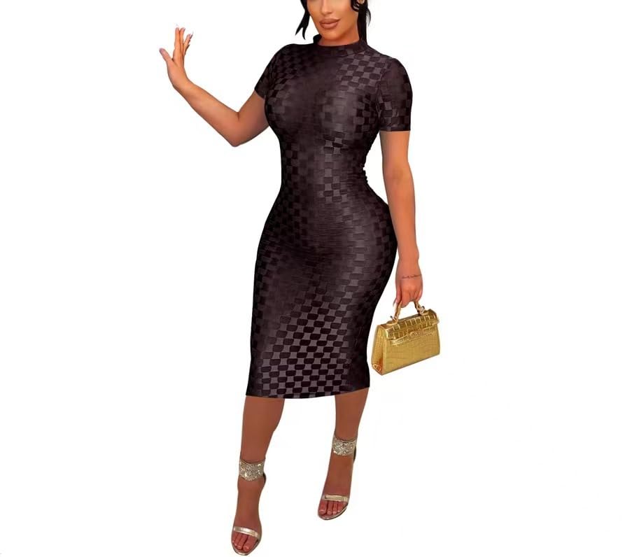 Image of Women's Casual Turtleneck Long Sleeve Elegant Long Dress Lounge Mesh Bodycon Maxi Party Dresses