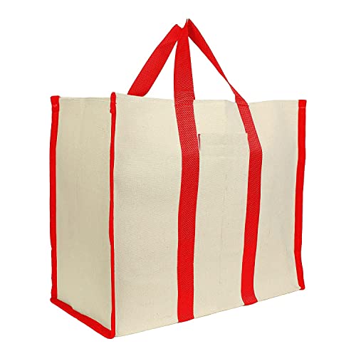 Fuscia Eco Cotton Canvas Shopping Bags for Carry Milk Grocery Fruits Vegetable with Reinforced