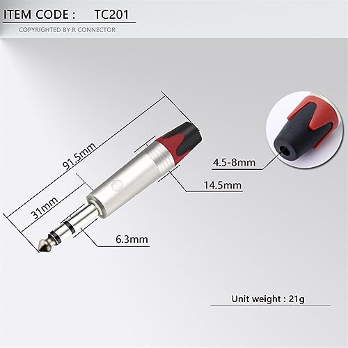 Conector estéreo de 6,35 mm macho de un cuarto de pulgada para soldadura de cables de micrófono de audio 5