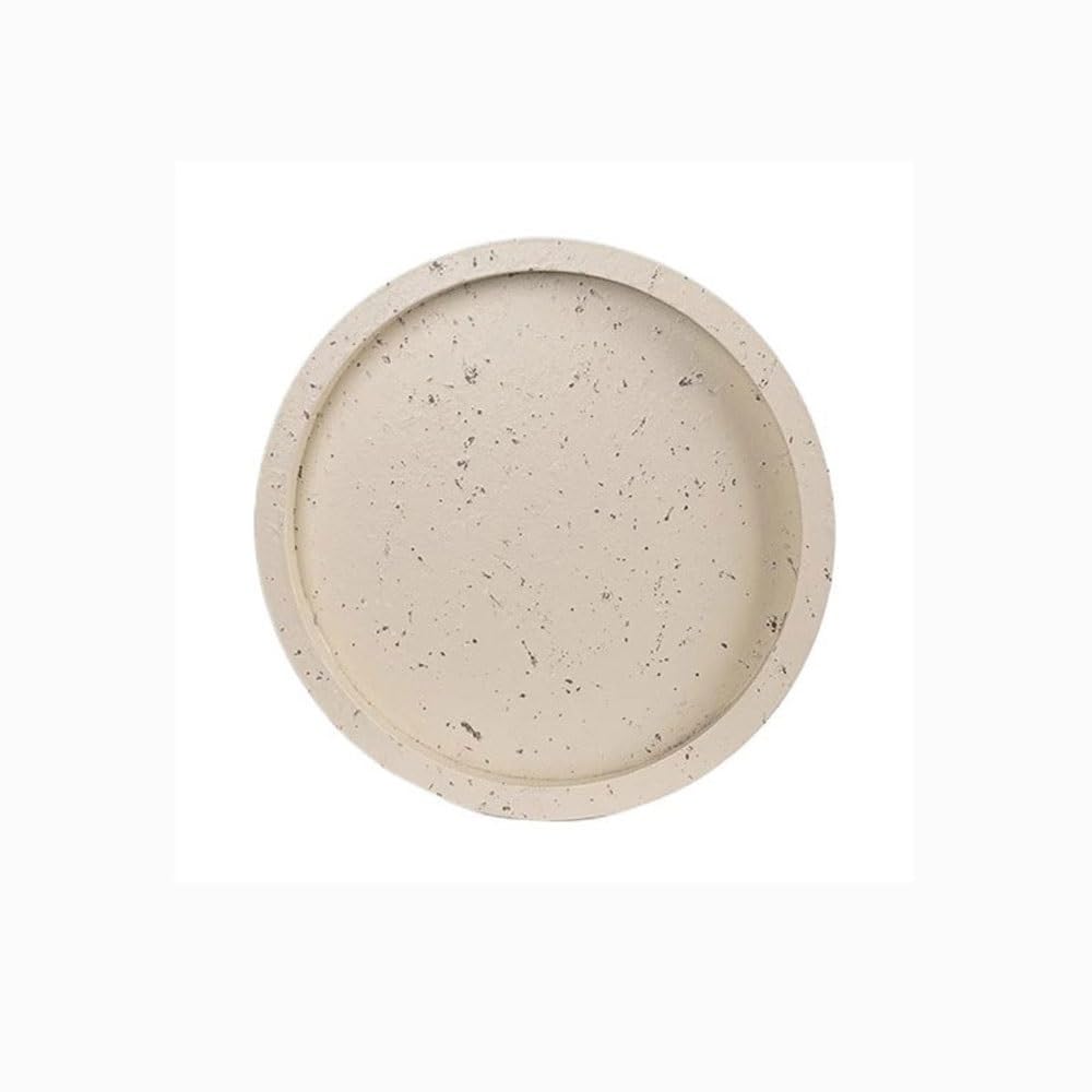 Shallow Flower Bowl Imitation Marble Modern Style Plant Saucer(Beige,XS)