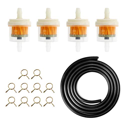 Kit de Manguera de Gasolina - 2Metros Línea de Combustible + 4 Piezas Filtro de Gasolina de 5 mm + Abrazaderas de Manguera de 10 Piezas para Coche Moto,filtro gasolina moto,Filtro De Gasolina (2M)