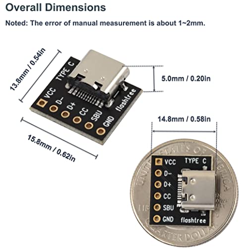 10 pcs USB Type C Conector Hembra Breakout Board miniatura 6