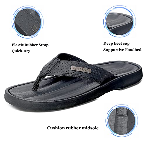 Image of MALIDA Mens Flip Flops Non-Slip Bathroom Shower Shoes Waterproof Cushion foam Indoor and Outdoor Thong Sandals
