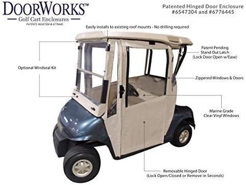 Miniatura 4 de Funda negra para carrito de golf  Doorworks con puerta con bisagras para carrito de golf  Club Car adelante, precedente o Tempo cubierta de carrito