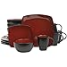 Gibson Conjunto de louça Soho Lounge, 16 peças, quadrado, reativo, vermelho