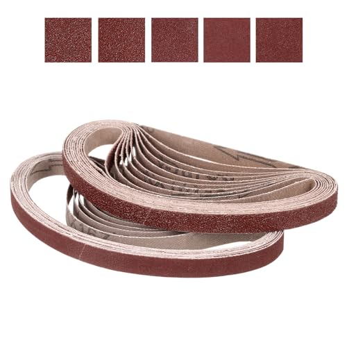 CoCud 1/2 x 18 Inch Sanding Belt, 20 Pcs 60/80/120/180/240 Grit Knife Sharpener Belts Work Sharpening for Belt Sander Knife Carving Tool Metal Working
