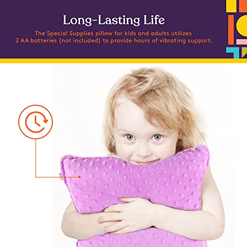 Special Supplies Vibrating Pillow Sensory Pressure Activated Calm For Kids And Adults, 12” X 12” Plush Minky Soft Cover With Textured Therapy Stimulation Bumps, Purple #TOP2