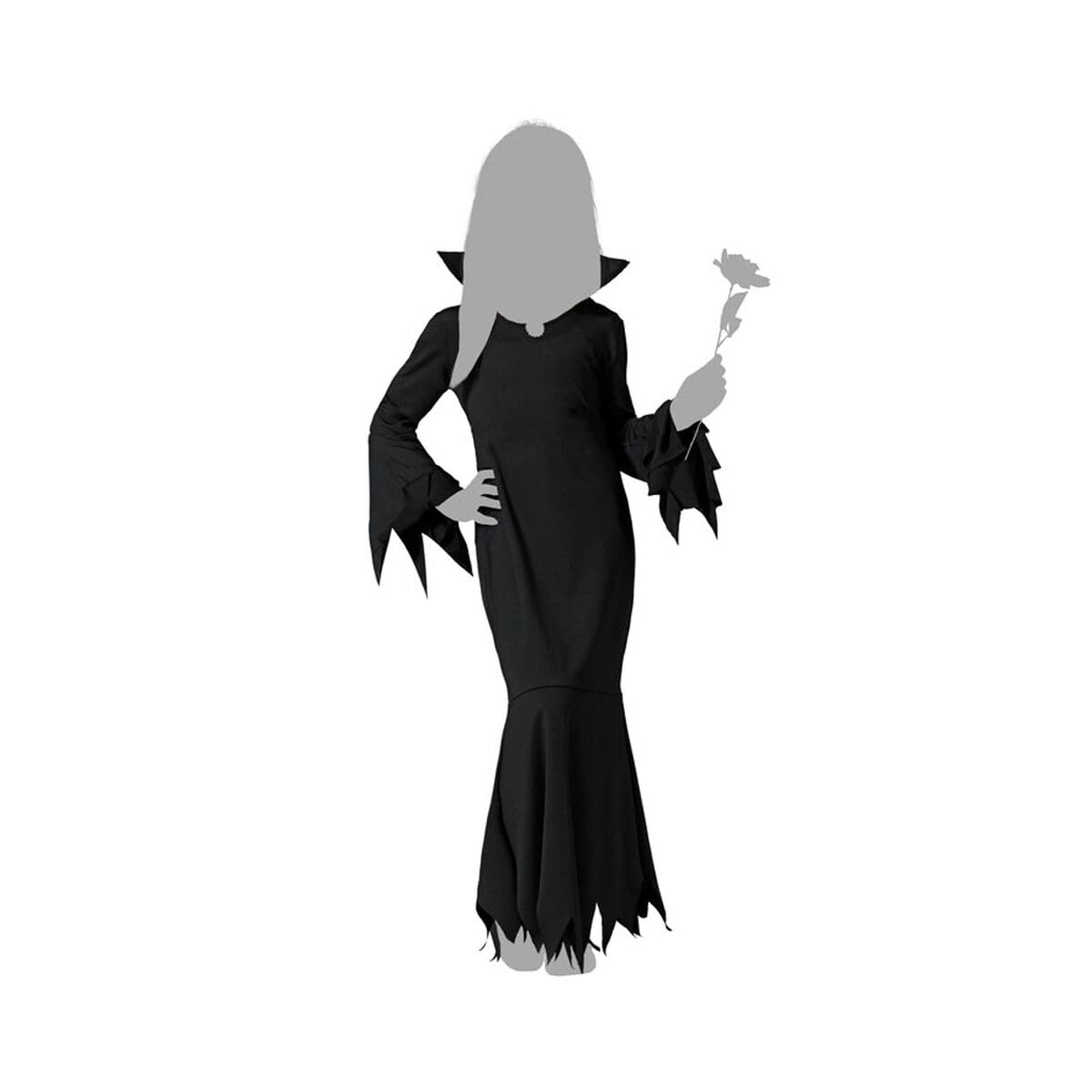 Atosa black ghost costume for girls children 10-12 years