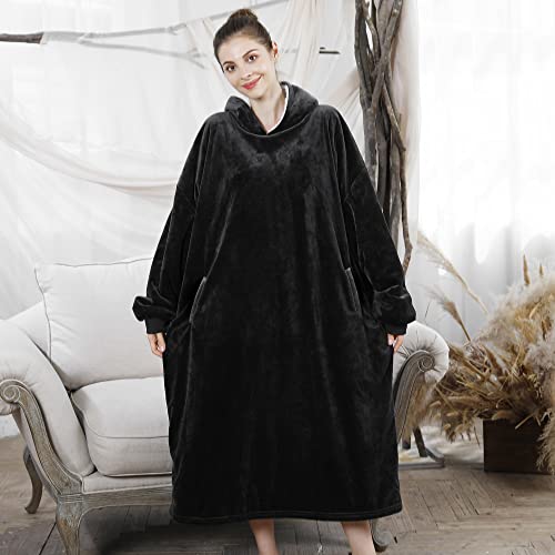 Amyhomie Blanket Sweatshirt,Oversized Sherpa Hooded Sweatshirt Blanket,Fleecehug Hoodie Wearable Blanket With Pocket For Adults & Kids & Teens #TOP4