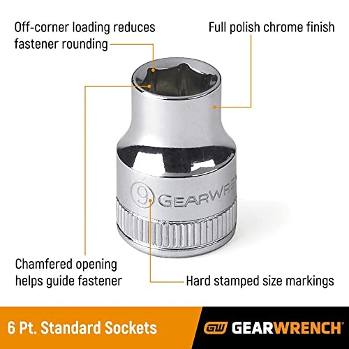 Image of GEARWRENCH 1 /4 inch Drive Standard SAE Socket 7 /16 inch, 6 Point - 80112, Black