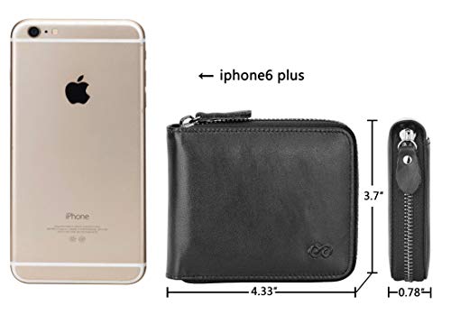 ee Men's Leather Zipper Wallet RFID Blocking Zip Around Wallet Bifold Multi Card Holder Purse black - Image 5
