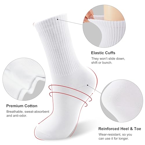 White Socks for Women Crew: Mid High Length for Boots, Sneakers, Loafer2