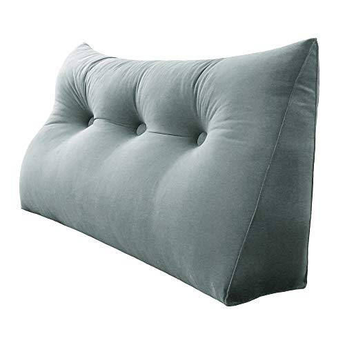 WOWMAX Triangular Wedge and Body Positioners Reading Pillow Large Bolster Headboard Backrest Support Cushion for Day Bed Bunk Bed with Removable Cover Twin Velvet Gray