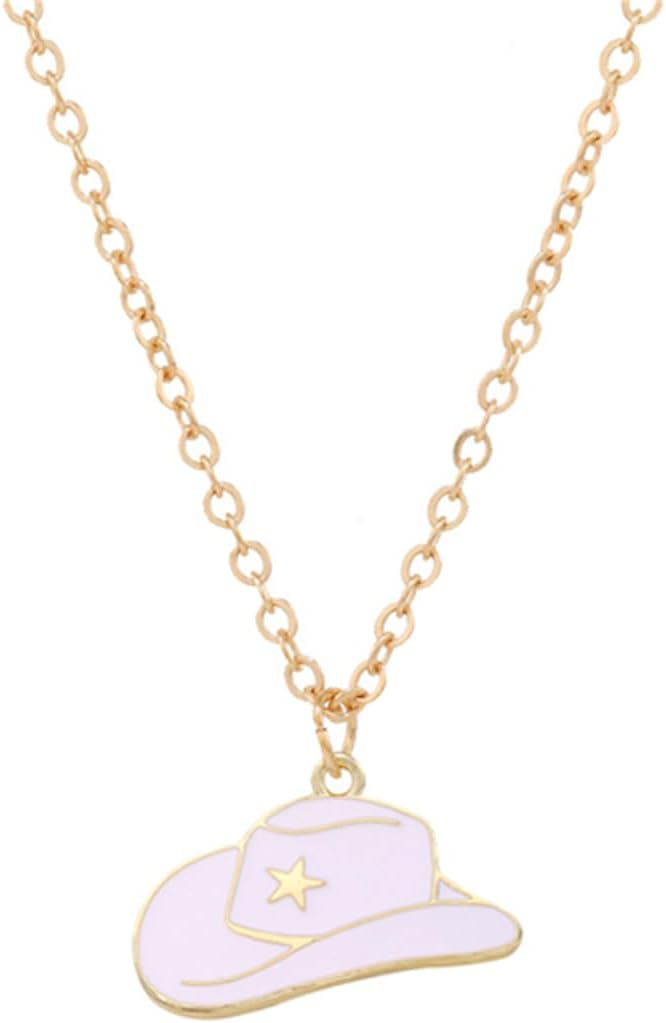 Dreuyet Cowboy Boot Necklace for Women 14K Gold Western Cowgirl Country Necklace Disco Cowgirl Western Necklaces Cowboy Hat Pendant Necklace Western Style Jewelry
